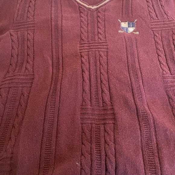 Men's Arnold Palmer Maroon V-neck Sweater - Picture 7 of 9